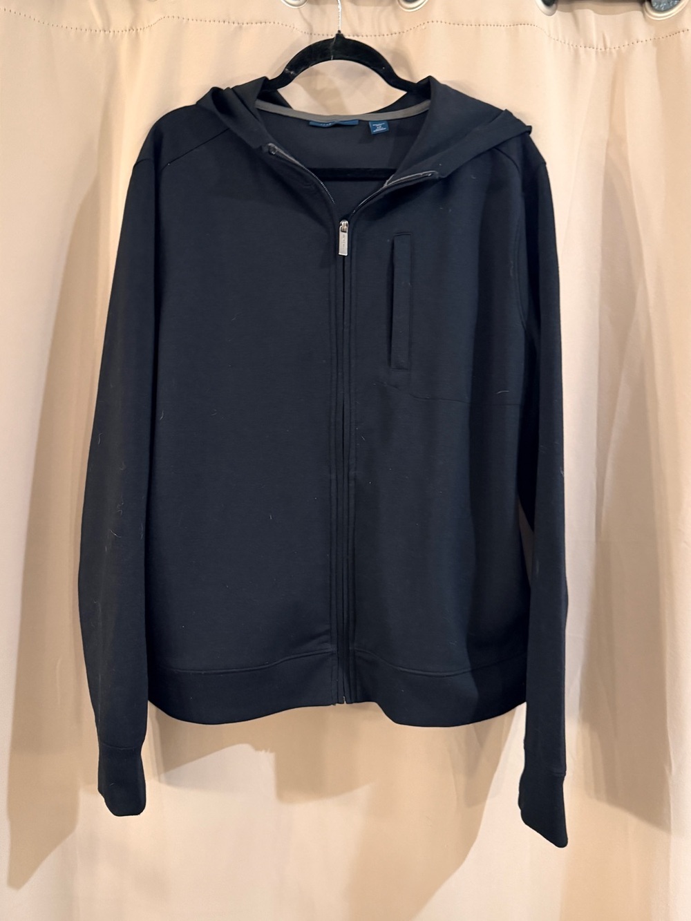 Perry Ellis Black Zip Up Hoodie with Blue Brand Tag